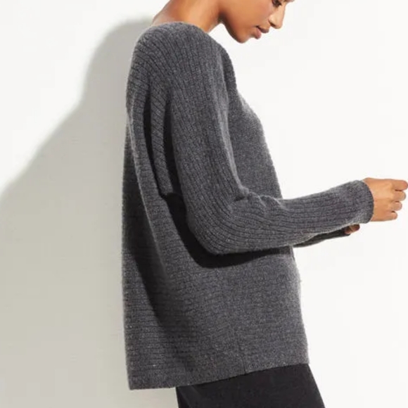 Vince Horizontal Rib Boat Neck Sweater 